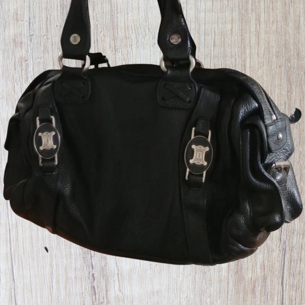 Vintage Celine Authentic Black Logo Leather Handbag Bag CE00 / 33 made in italy - Picture 9 of 10